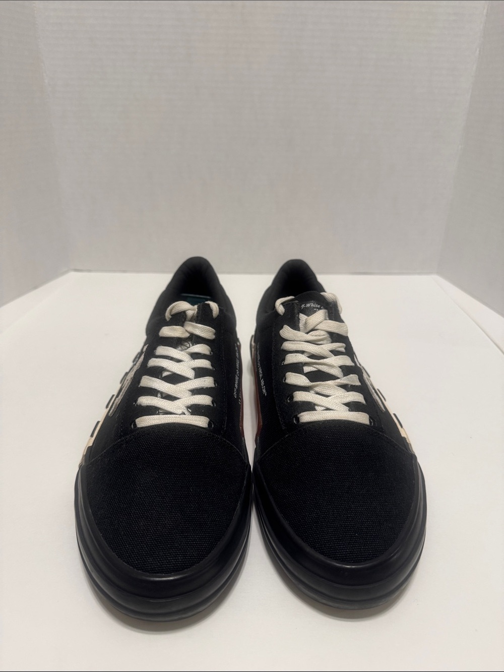 Off-White Black Canvas Sneakers with Cream Laces